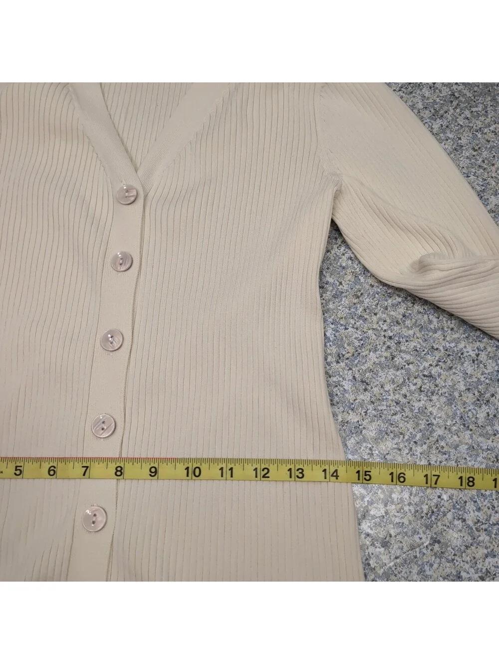 A New Day Ribbed Button Front Midi Sweater Dress Cream Ivory M Bell Sleeve